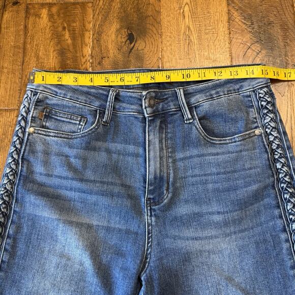 Judy Blue Wide Leg Baggy High Waisted Jeans Braided Sides Stretch Women’s 9/29 - Picture 4 of 8